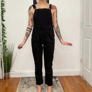 Madewell Stretchy Skinny Overalls Lunar Wash Raw Hem Size L Black